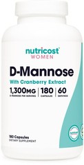 Nutricost D-Mannose with Cranberry Extract for Women 1300mg 180 capsules