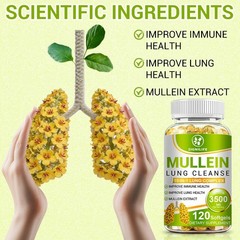Mullein Leaf Capsules 3500mg – Support Lung Cleanse Respiratory Health Vegan