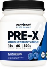 Nutricost Pre-X, Xtreme Pre-Workout Complex Powder, Blue Raspberry, 60 Servings