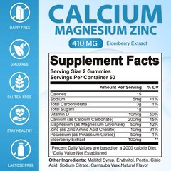 Calcium Magnesium Zinc – Vitamin D, Elderberry, Strong Bones, Muscles & Immunity