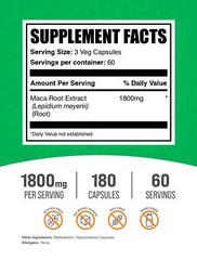 BulkSupplements Maca Root Extract 180 Capsules – Maca Supplement – 1800mg