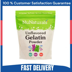 NuNaturals Unflavored Beef Gelatin Powder, Instantly Thickens, Stabilizes, 1 lb