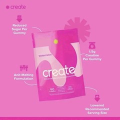 Create Creatine Monohydrate Gummies, 1.5g per Gummy Watermelon, 90ct, Non-GMO