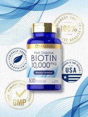 Biotin 10000mcg | 500 Fast Dissolve Tablets | Vegetarian, Non-GMO | by Carlyle