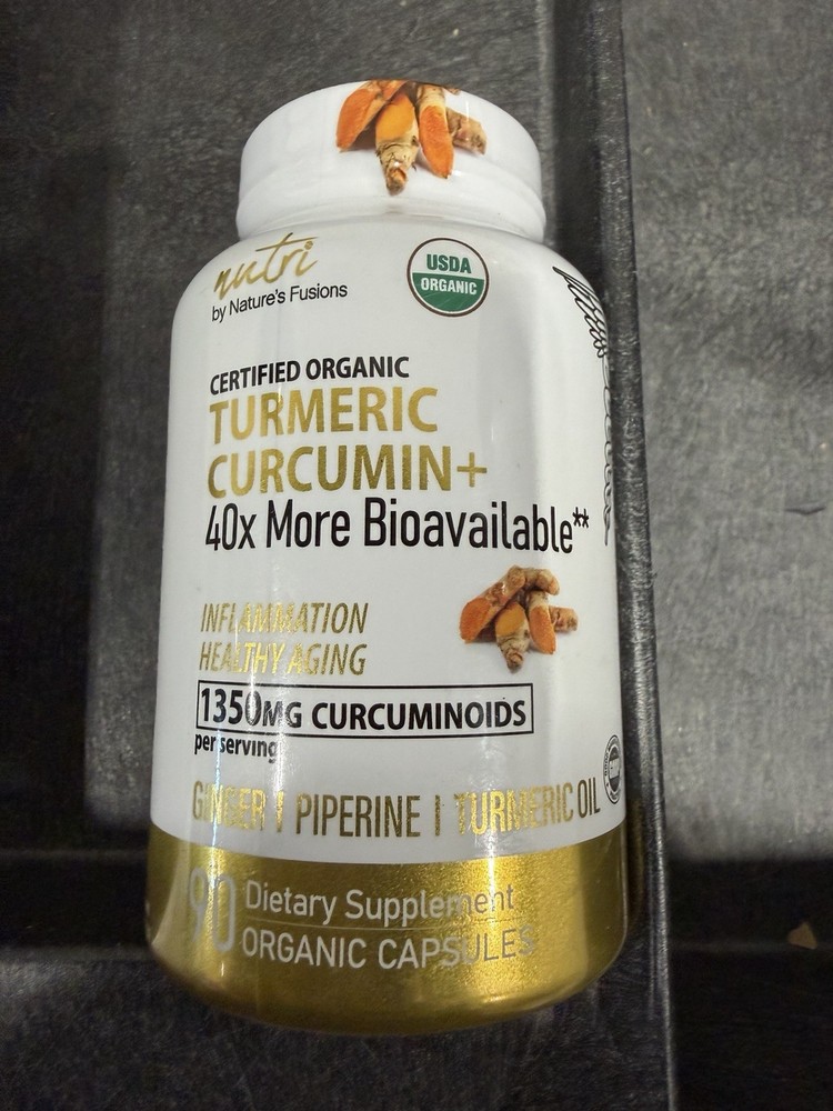 Nutri Organic Turmeric Supplement 1350mg 95% Curcumino, Exp 07/2026