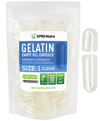 Size 1 Clear Empty Gelatin Capsules Gelcaps Pills Kosher Caps