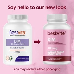 BESTVITE DIM (Diindolylmethane) 400mg with Bioperine (120 Vegetarian Capsules)
