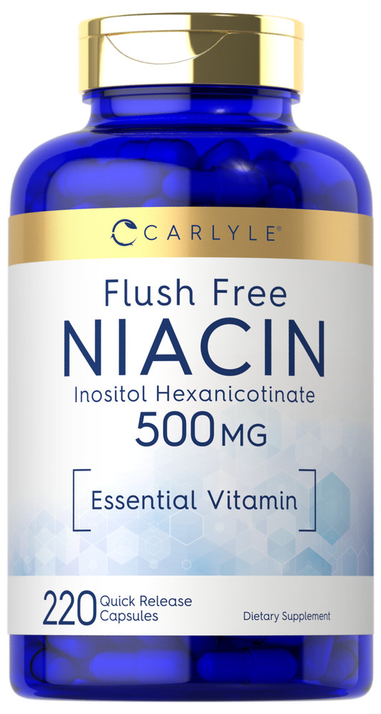 Niacin 500mg | Flush Free | 220 Capsules | Non-GMO, Gluten Free | by Carlyle