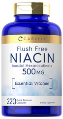 Niacin 500mg | Flush Free | 220 Capsules | Non-GMO, Gluten Free | by Carlyle