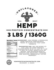 Hemp Heart Protein Concentrate, Premium USA Grown, Pure Natural, Non-GMO