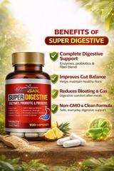 Enhanced Super Digestive Enzymes 100 Caps probiotic & prebiotic