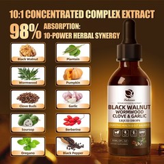 5xWorm & Parasite Cleanse, Black Walnut, Wormwood Clove Plus Oregano Garlic