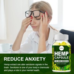 HEMP Capsule For Calm,Sleep,Stress,Anxiety,Pain,Muscle,Relax 30/60/120 Capsules