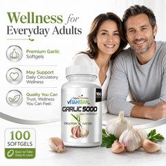 Garlic Oil 5000 MG 2X100 = 200 sofgel Cholesterol Cardio Health Very Fresh Pills
