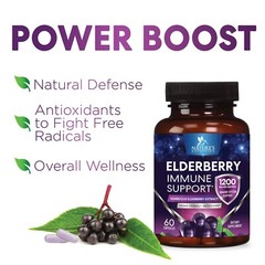 Elderberry Capsules 1200mg Immune System Support Sambucus Nigra Extract
