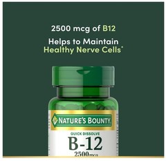 Nature’s Bounty Vitamin B12 2500mcg Energy Support Cherry 75 Quick Dissolve Tabs