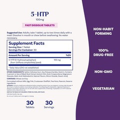 5-HTP 100mg Fast Dissolve Tablets – Mood Support & Serotonin Boost, 30 Berry Tab