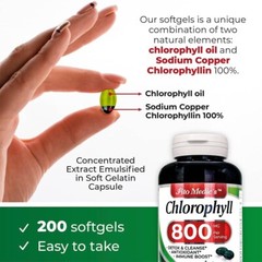 FITO MEDICS Chlorophyll 800mg 200 Softgels Detox Cleanse Greens Pills