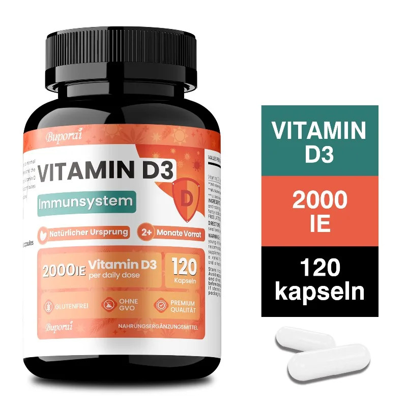 Vitamin D3 120pcs, Improves Digestion, Promote Bone,Teeth and Muscles Health