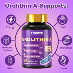 Urolithin A 500mg Resveratrol Healthy Aging Mitochondrial Mitophagy Support 60PC