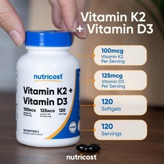 Advanced Vitamin D3 5000 IU & K2 MK7 – 120 Softgels for Bone and Heart Health