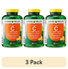 (3 pack)Vitamin C Dietary Supplement, Tropical Fruit, 500 mg, 200 Count