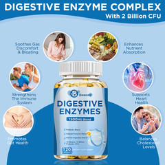 Digestive Enzymes Prebiotic & Probiotics Gas, Constipation & Bloating Relief 120