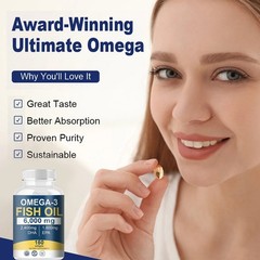 Omega 3 mg Fish Fat 6000 3 with Maximum DHA EPA – Boosts Brain, Liver,immune