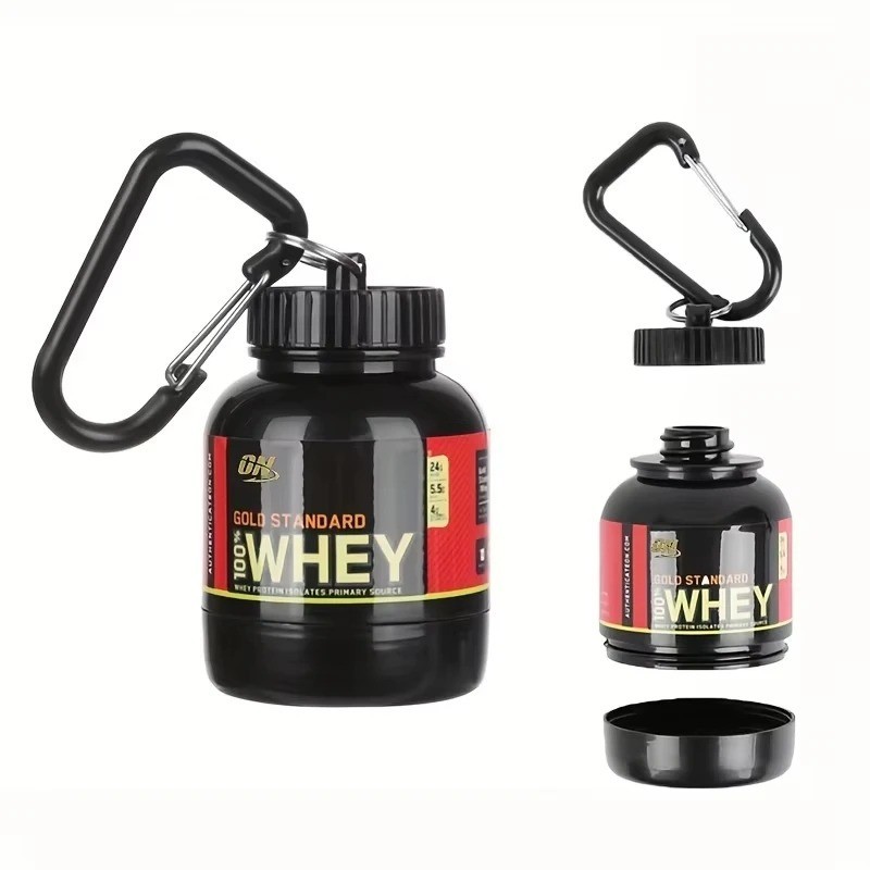100ml Mini Portable Protein Powder Bottle Funnel with Keychain Travel Storage