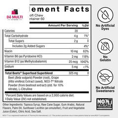 Force Factor Total Beets Healthy Energy Beetroot Soft Chews, Acai Berry, 60 Ct
