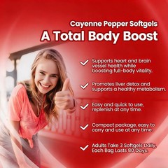3/2PACK Cayenne Pepper Softgels Supplement – 240 Capsules NEW FREE SHIP