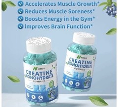 Creatine Monohydrate Gummies 5000Mg for Men & Women, 90ct Blueberry 11/2026