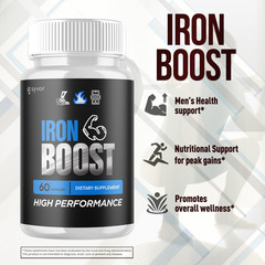 (2 Pack) Iron Boost Male Support Supplement Advanced Formula IronBoost 120 Caps