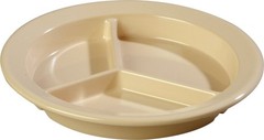 Reusable 3-Compartment Tan Plate – Insulated Melamine for Perfectly Served Meals