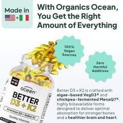 Better D3 + K2-100% Organic VIT D3 and K2 Supplements with Maximum Bioavailab…