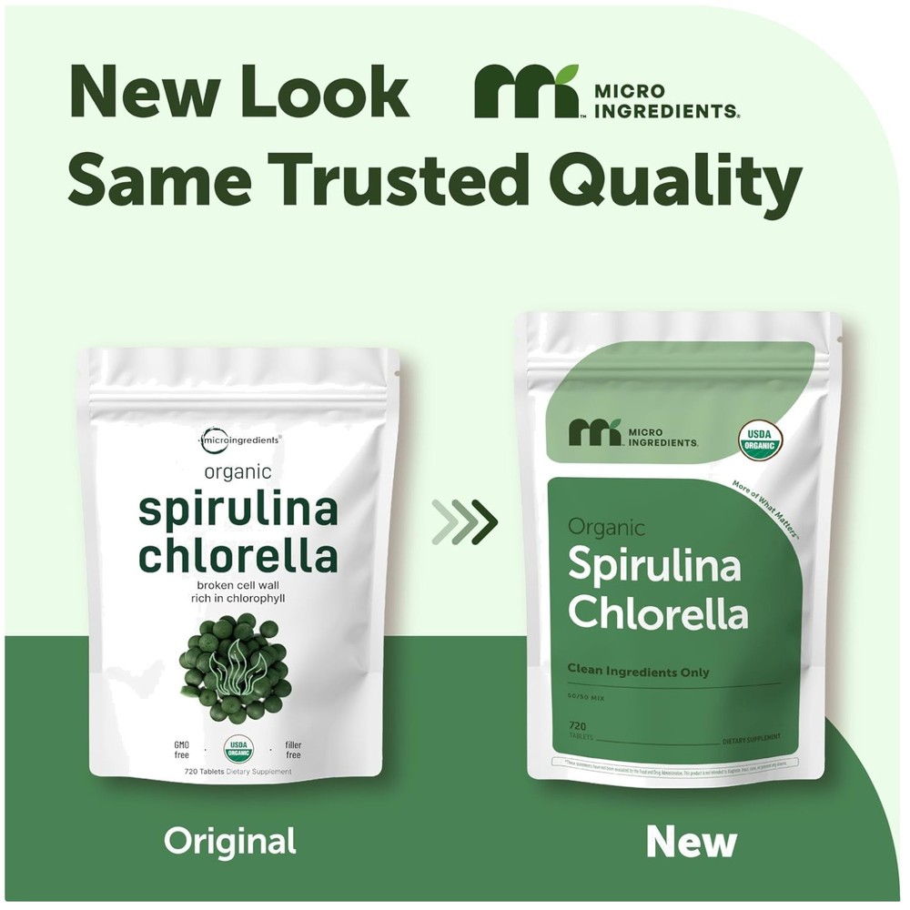 Organic Spirulina Chlorella Tablets, 720 Count