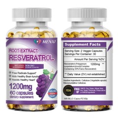 （5 Pack） Resveratrol – Brain Support, Mental Focus, Heart Health, Immune Support