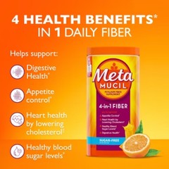 Metamucil Psyllium Fiber Supplement Sugar Free Powder – Orange