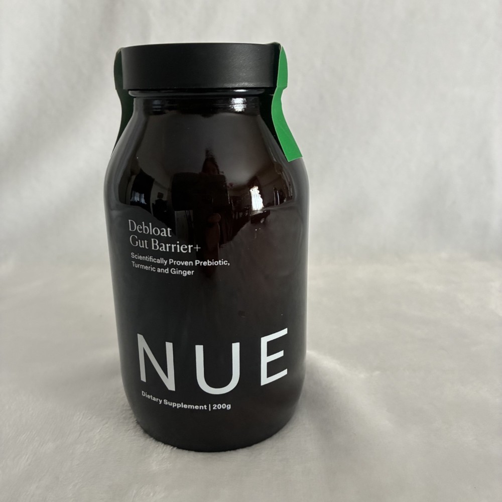 The Nue Co Debloat Gut Barrier+ Powder 200g – 20 Servings – Glass Jar -Exp 07/26
