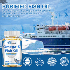 3x Strength EPA & DHA Omega 3 Fish Oil 3600mg, Highest Potency, 4 × 120 Softgels
