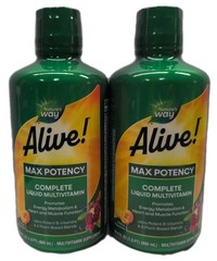 (2) Nature’s Way Alive! Max Potency Liquid Multivitamin 30.4 Fl Oz. Citrus 11/26