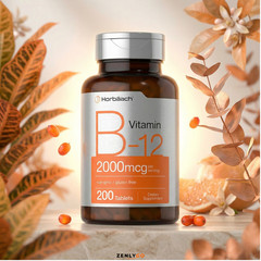 B12 Sublingual Methylcobalamin | 2000mcg | 200 Dissolvable Tablets | by Horbaach