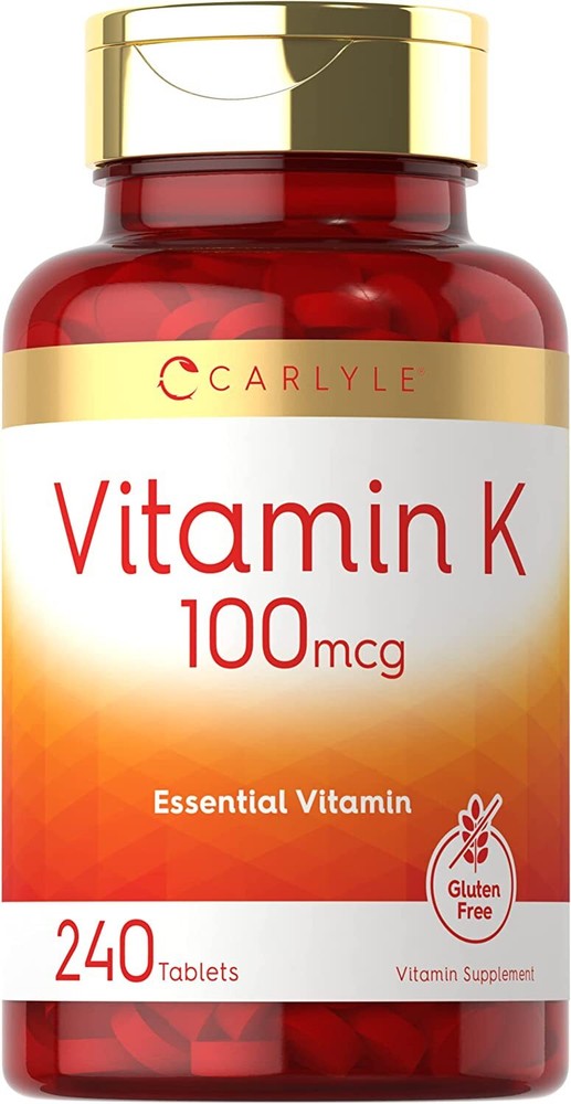 Vitamin K 100mcg | 240 Tablets | Vegetarian, Non-GMO Supplement | by Carlyle
