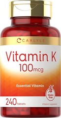 Vitamin K 100mcg | 240 Tablets | Vegetarian, Non-GMO Supplement | by Carlyle