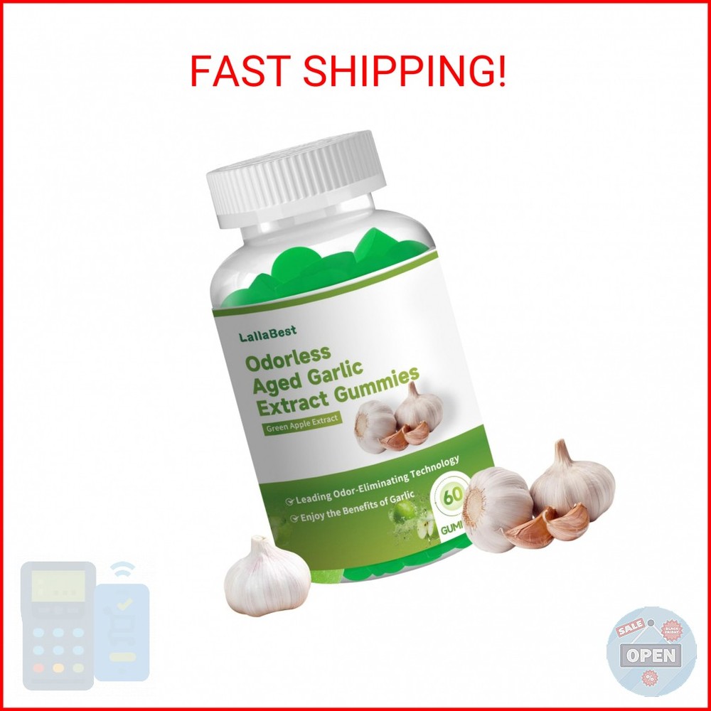LallaBest Odorless Aged Garlic Extract Gummies,Grown Allium Sativum Bulb,Potent