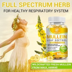 Mullein Leaf Capsules 1000mg – Support Lung Cleanse Respiratory Health Vegan US