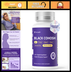 Menopause Relief Supplements with Black Cohosh Extract – Hot Flashes, Night Swea