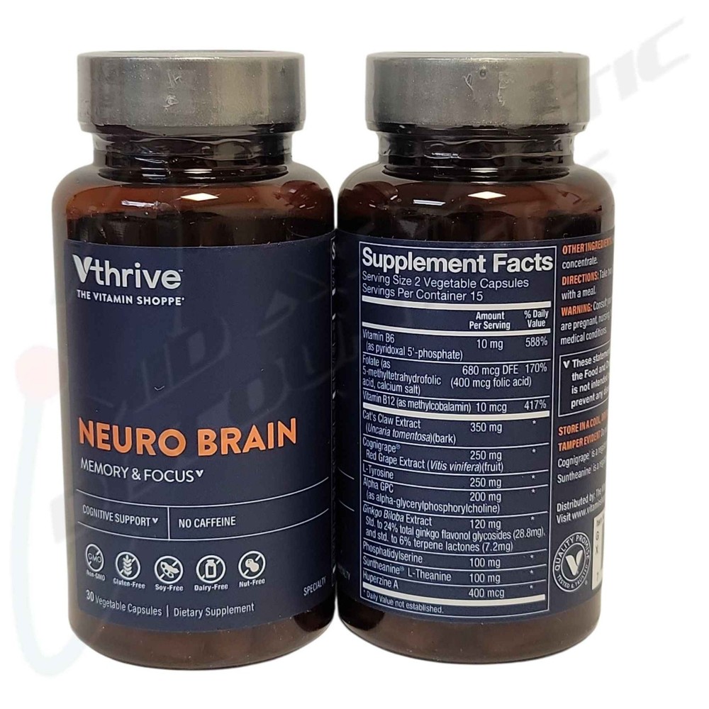 60 CAPSULES V Thrive Neuro Brain Memory Focus Cognitive Support Supplement 12/26
