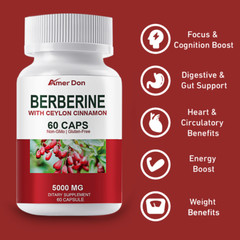 Berberine with Ceylon Cinnamon for Heart, Blood Sugar and Immune Health 60 Caps