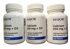 Major Calcium 250mg w/ D3 100 Tablets ( 3 pack ) —